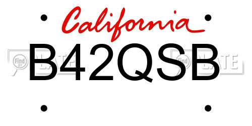 B42QSB California License Plate