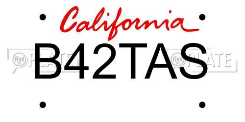 B42TAS California License Plate