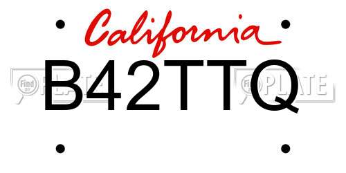 B42TTQ California License Plate
