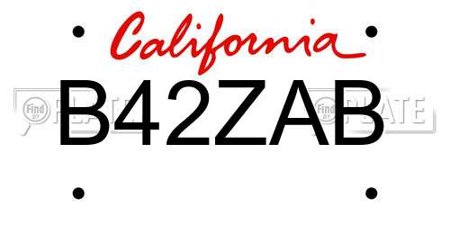 B42ZAB California License Plate