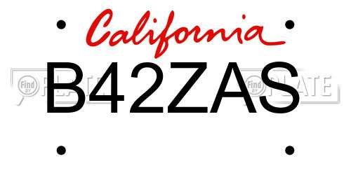 B42ZAS California License Plate