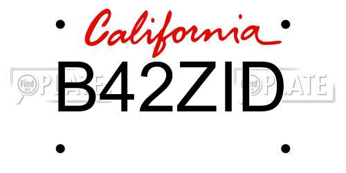 B42ZID California License Plate