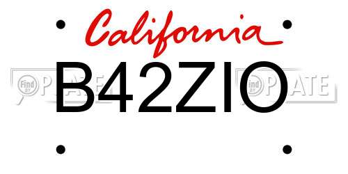 B42ZIO California License Plate