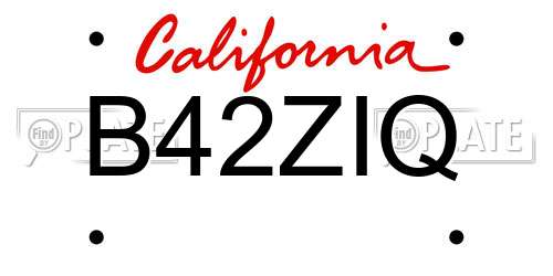 B42ZIQ California License Plate