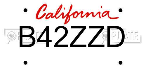 B42ZZD California License Plate