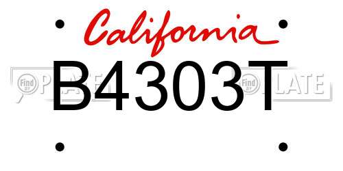 B4303T California License Plate