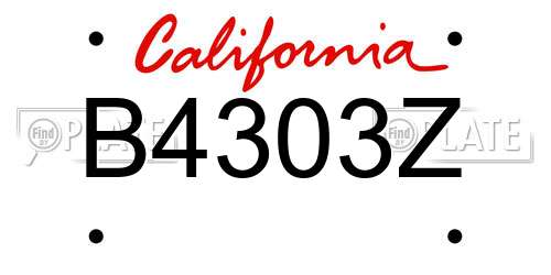 B4303Z California License Plate