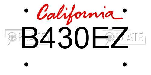 B430EZ California License Plate