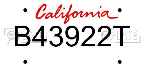 B43922T California License Plate