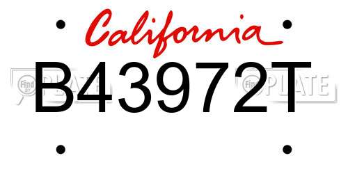 B43972T California License Plate