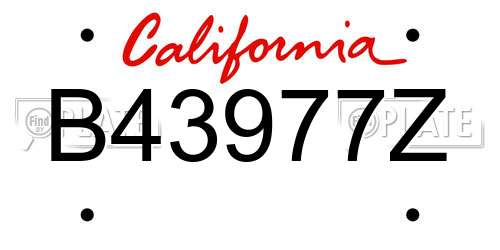 B43977Z California License Plate