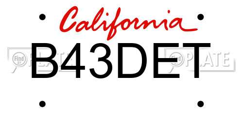 B43DET California License Plate