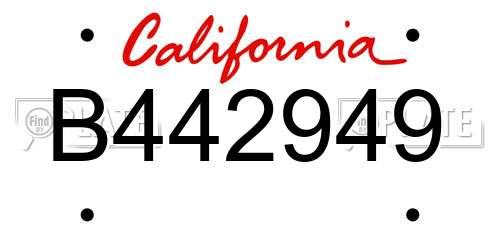 B442949 California License Plate