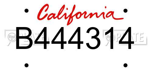B444314 California License Plate