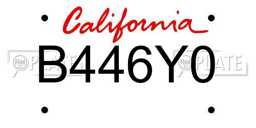 B446Y0 California License Plate
