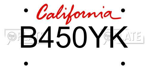 B450YK California License Plate