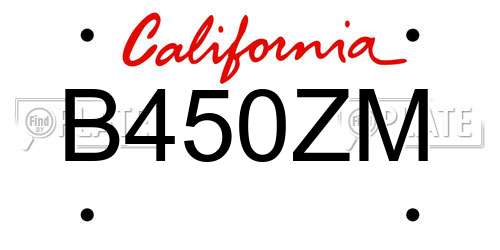 B450ZM California License Plate
