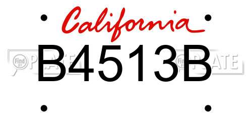 B4513B California License Plate