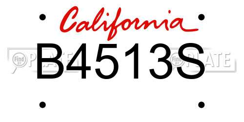 B4513S California License Plate