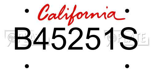 B45251S California License Plate
