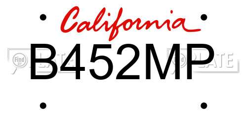 B452MP California License Plate