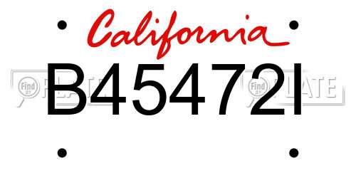 B45472I California License Plate
