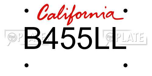 B455LL California License Plate