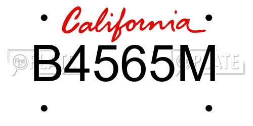 B4565M California License Plate