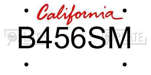 B456SM California License Plate