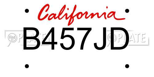 B457JD California License Plate