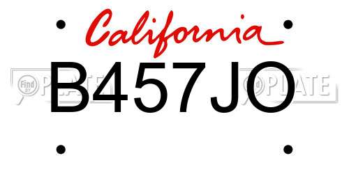 B457JO California License Plate