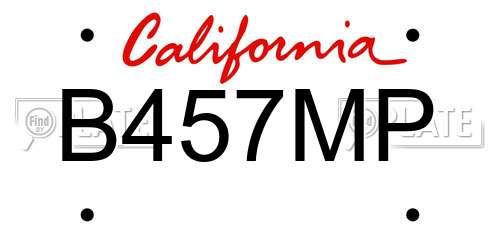 B457MP California License Plate