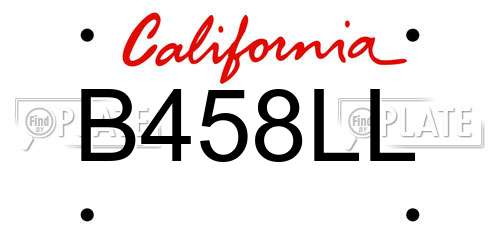 B458LL California License Plate