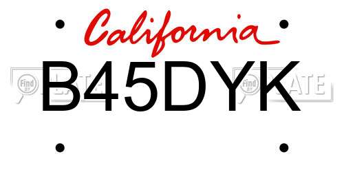 B45DYK California License Plate