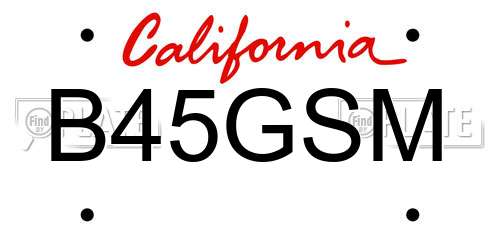 B45GSM California License Plate