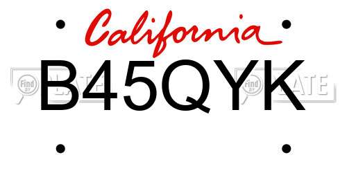B45QYK California License Plate
