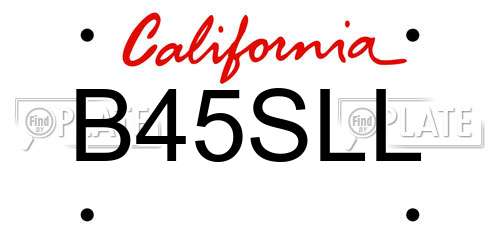 B45SLL California License Plate