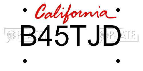 B45TJD California License Plate