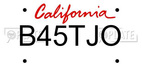 B45TJO California License Plate