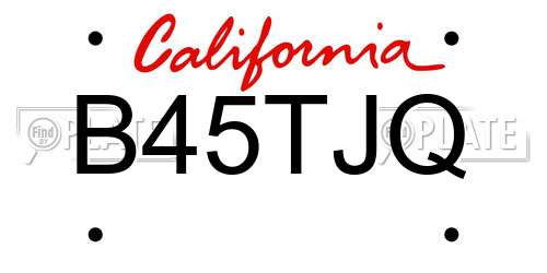 B45TJQ California License Plate