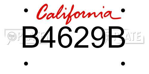 B4629B California License Plate