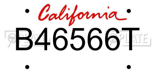 B46566T California License Plate