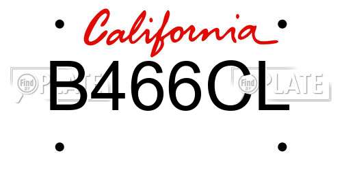 B466CL California License Plate