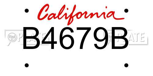 B4679B California License Plate