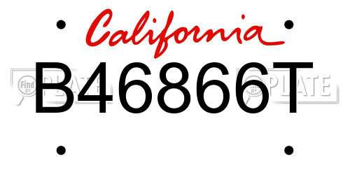 B46866T California License Plate