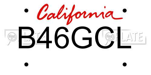B46GCL California License Plate