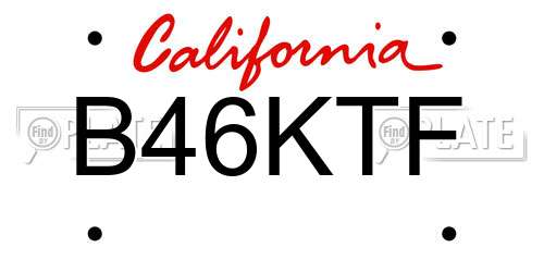 B46KTF California License Plate