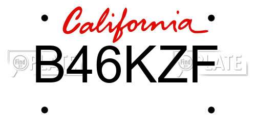 B46KZF California License Plate