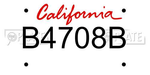 B4708B California License Plate