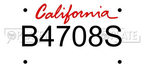B4708S California License Plate